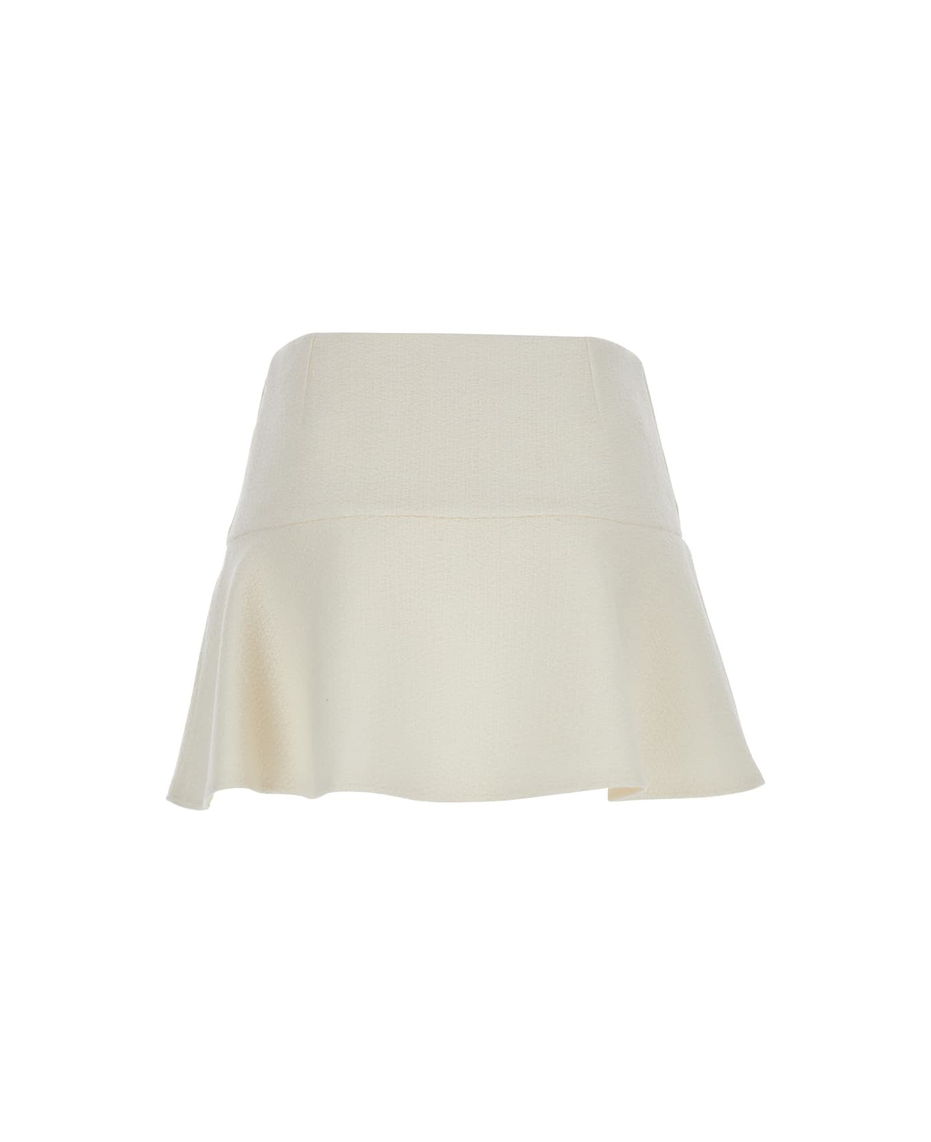 White Skirt With Hidden Side Closure In Wool Boucle Woman - 2