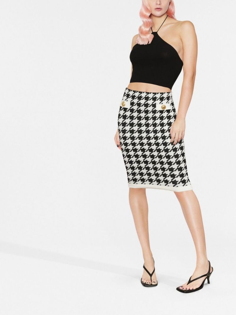 houndstooth knee-length skirt - 4
