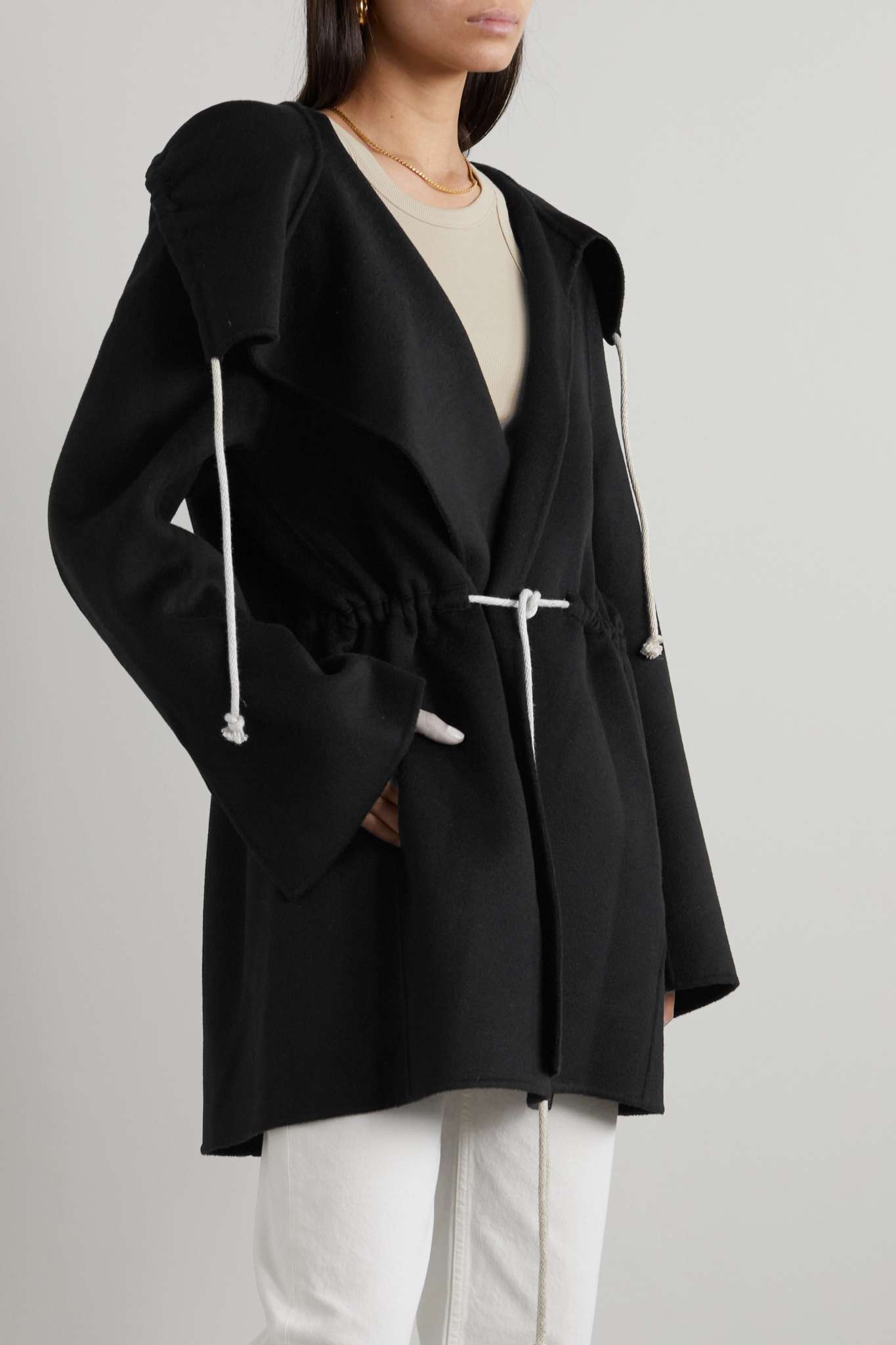 Hooded draped wool jacket - 3