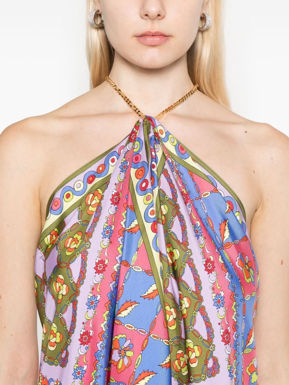 Festa-print silk midi dress - 5