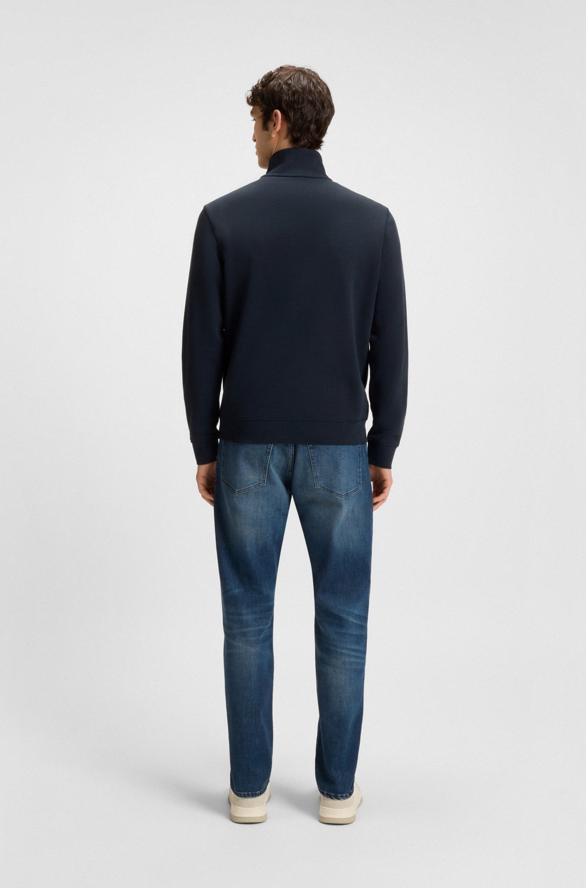 ZIP-NECK SWEATSHIRT IN COTTON TERRY WITH LOGO PATCH - 5