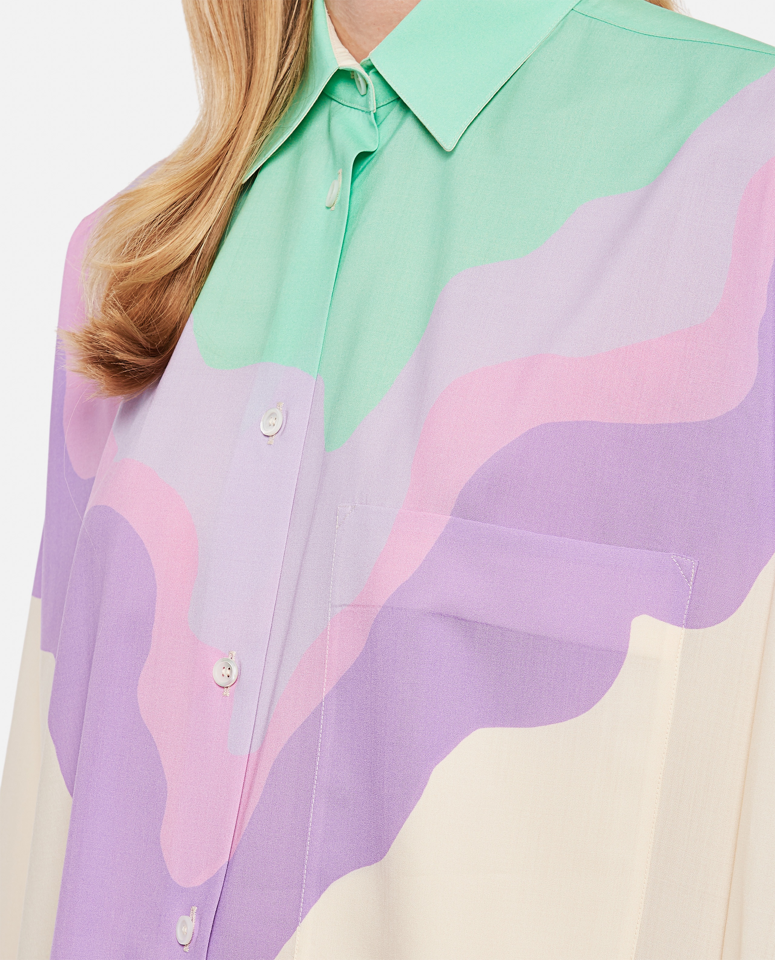 PRINTED GRADIENT WOOL SHIRT - 4