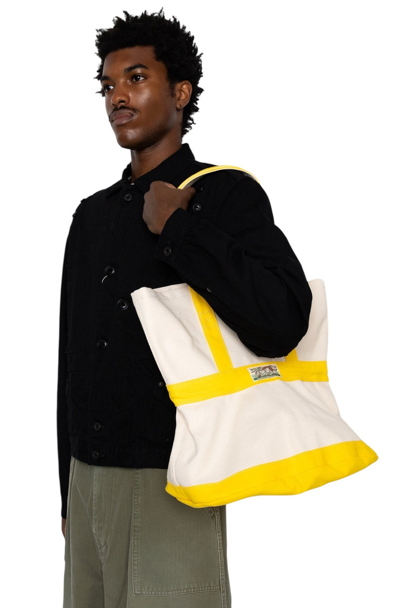 Kapital #4 Canvas ELEPHANT TOTE BAG M - Ecru x Yellow outlook