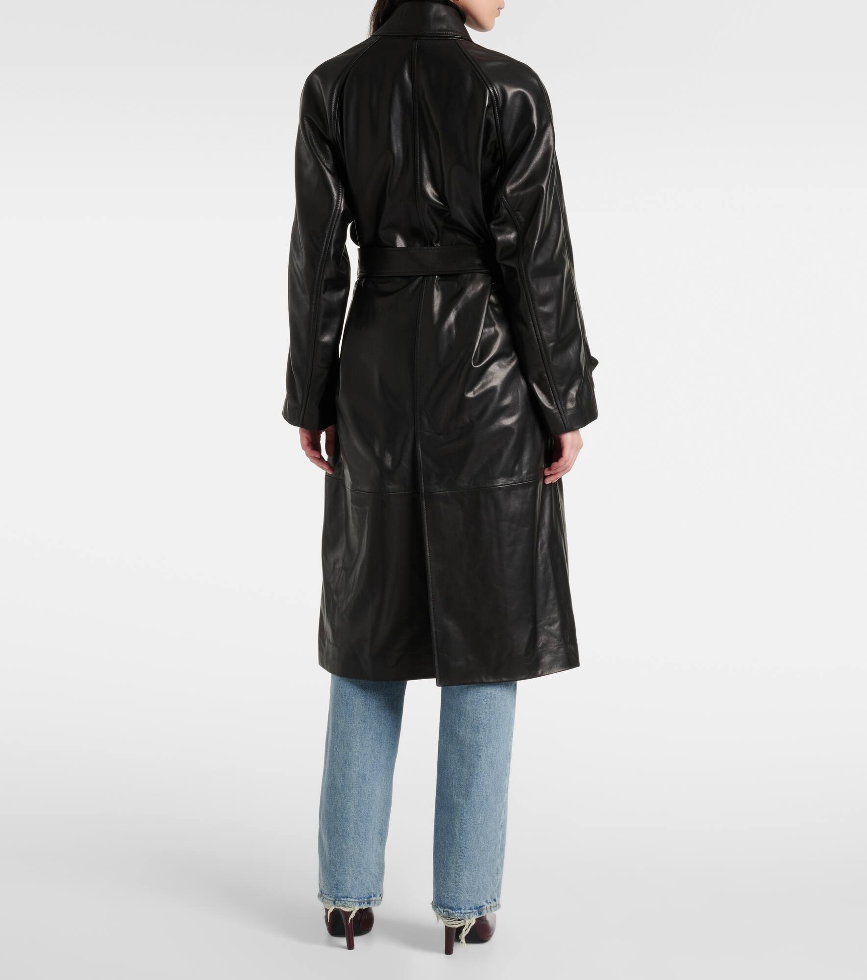 Isolde belted leather coat - 3