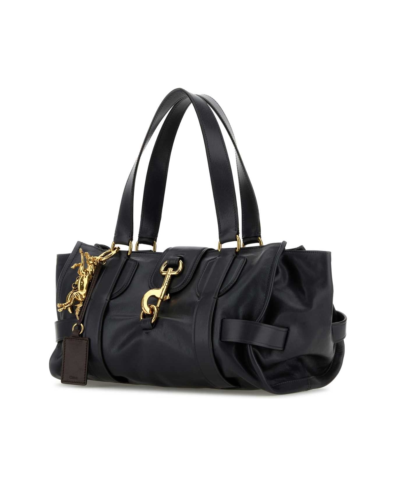 Navy Blue Leather Kerala 25 Shopping Bag - 2