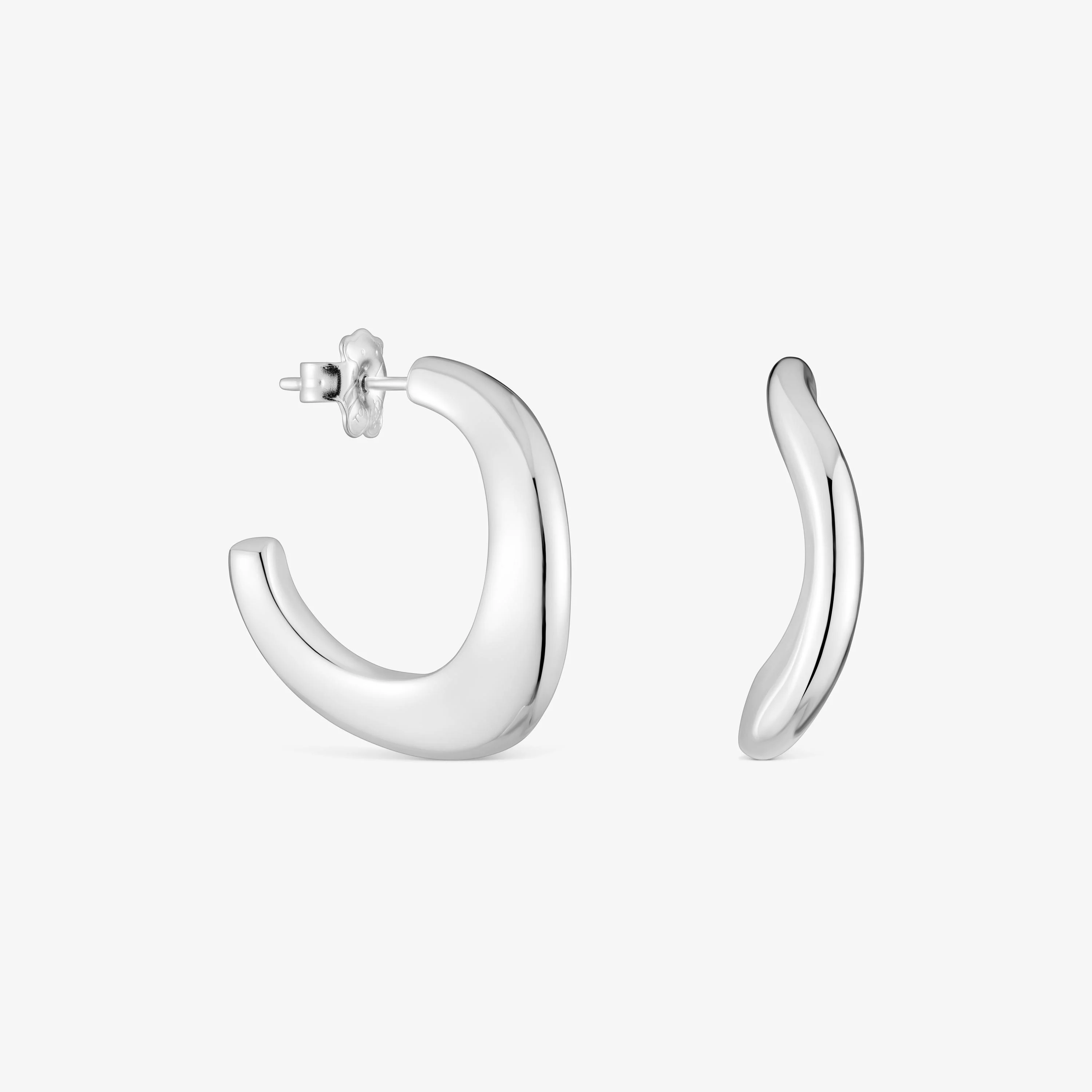 Silver oval Hoop earrings Galia Basics - 1