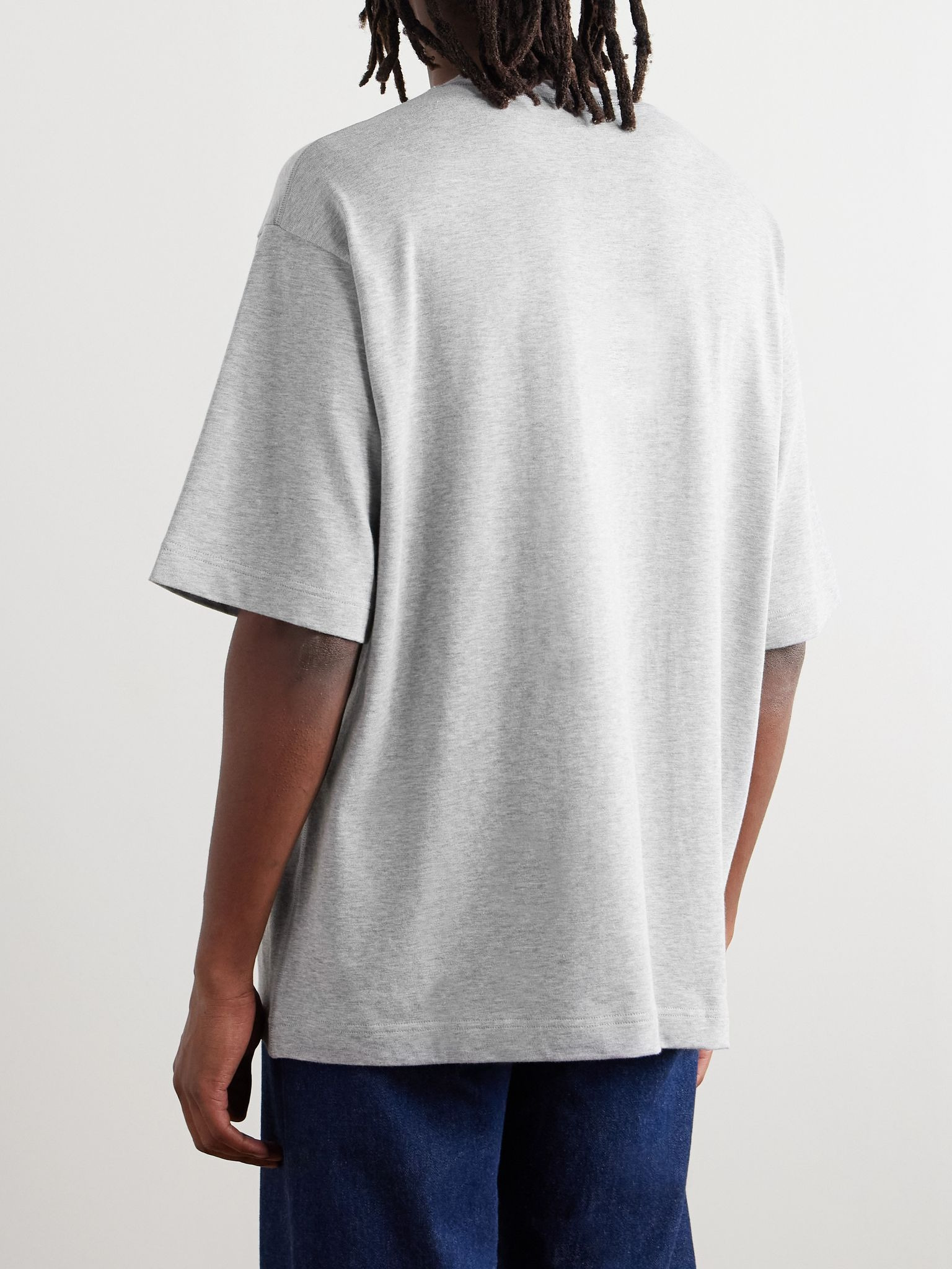 Oversized Logo-Print Cotton-Jersey T-Shirt Gray - 4