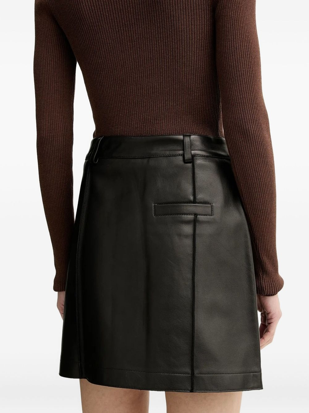 button-fastening leather mini skirt - 2