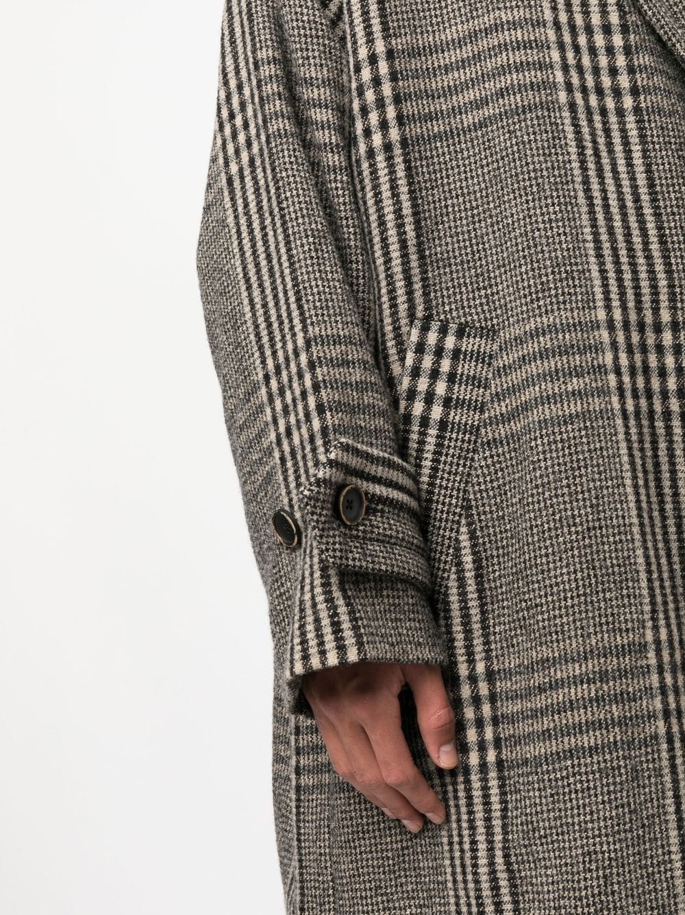 checked single-breasted wool coat - 5