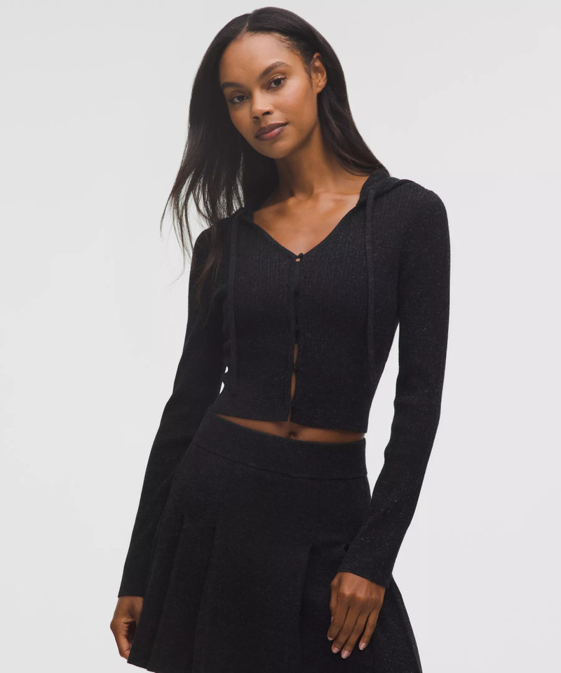 Micro Cable Merino Wool Hooded Cardigan 1