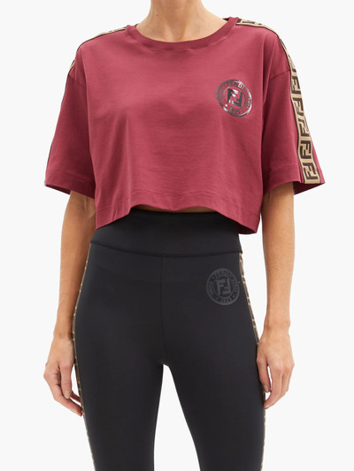 FENDI Logo-stripe cotton-jersey cropped top outlook