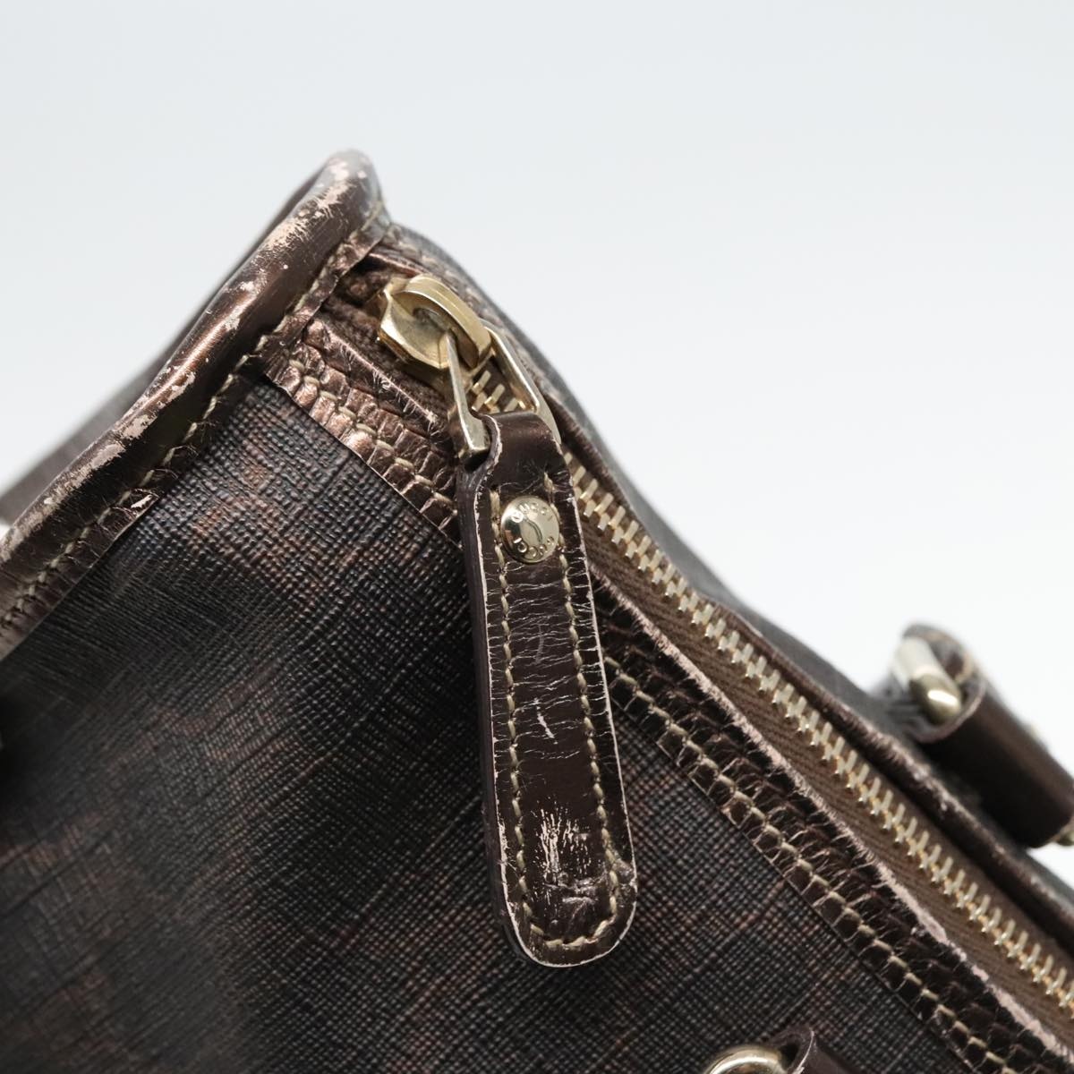 GUCCI GG Canvas Hand Bag Brown Gold - 15