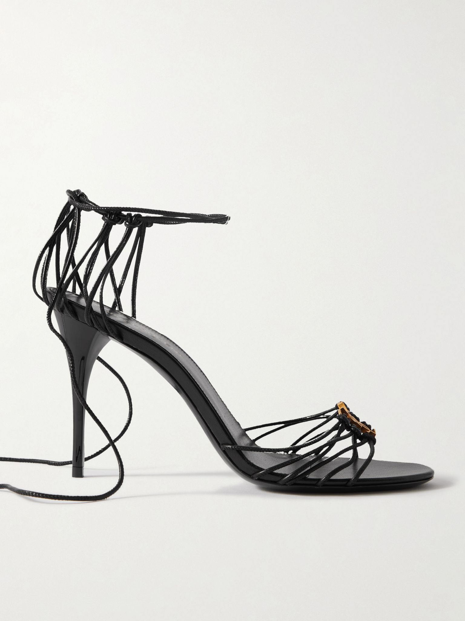 Babylone embellished knotted leather sandals Black - 1