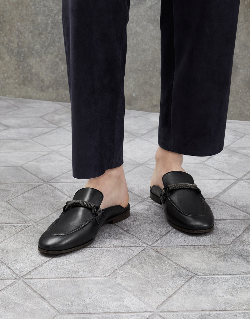 Brunello Cucinelli Soft nappa leather slip-on loafers with precious bar detail outlook