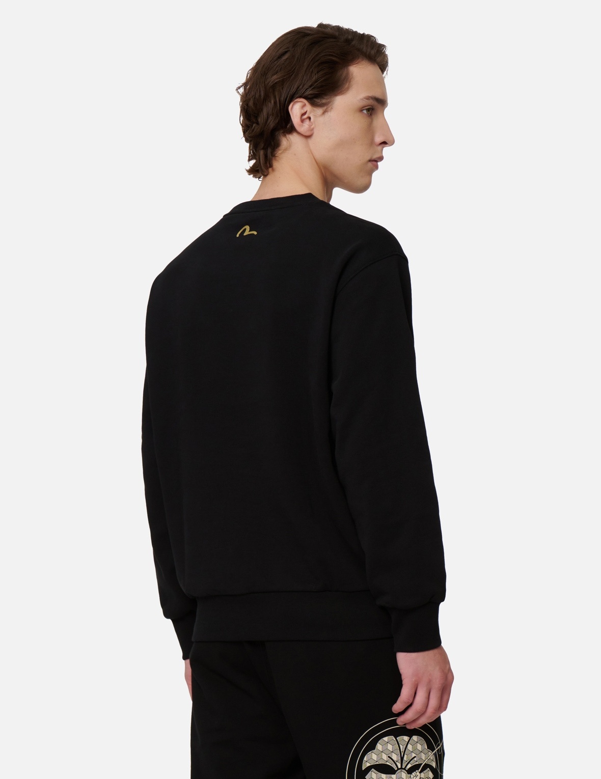 KOI AND WAVE PATTERN KAMON PRINT SWEATSHIRT - 8
