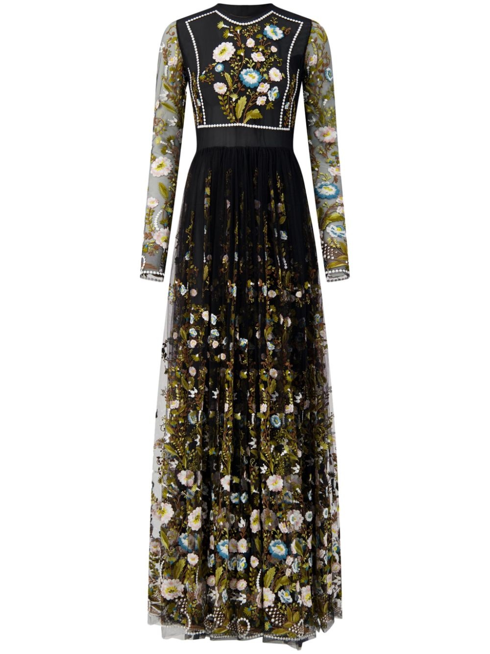 Ramages-embroidered silk-tulle gown - 1