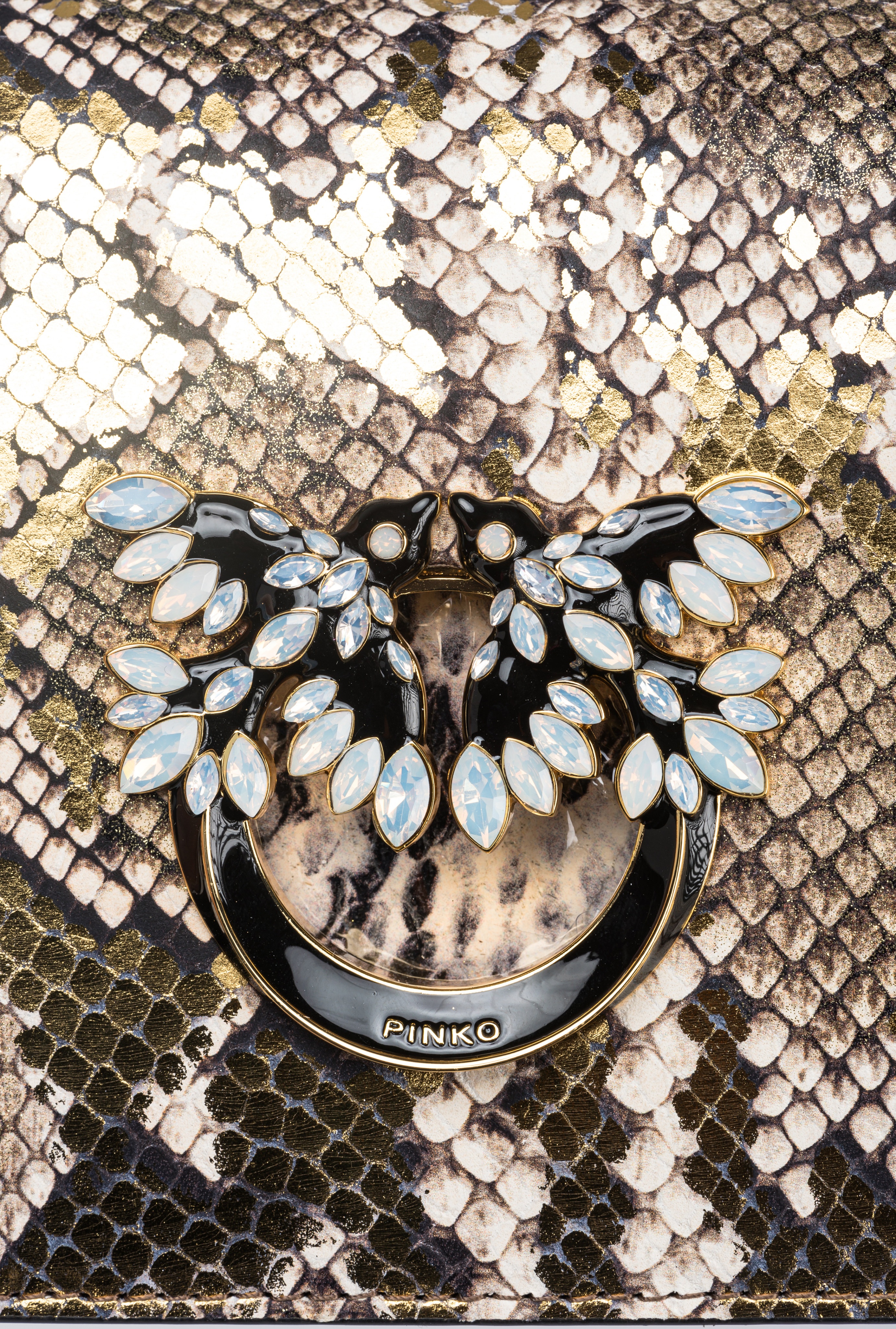 PINKO GALLERIA MINI LOVE BAG CLICK IN LAMINATED REPTILE SKIN - 4