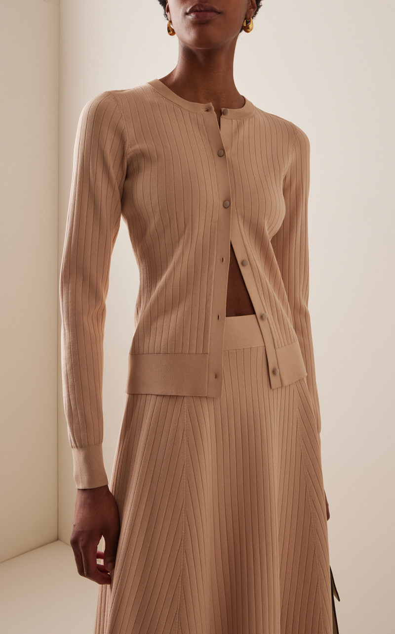 ROSETTA GETTY Ribbed-Knit Cardigan neutral outlook