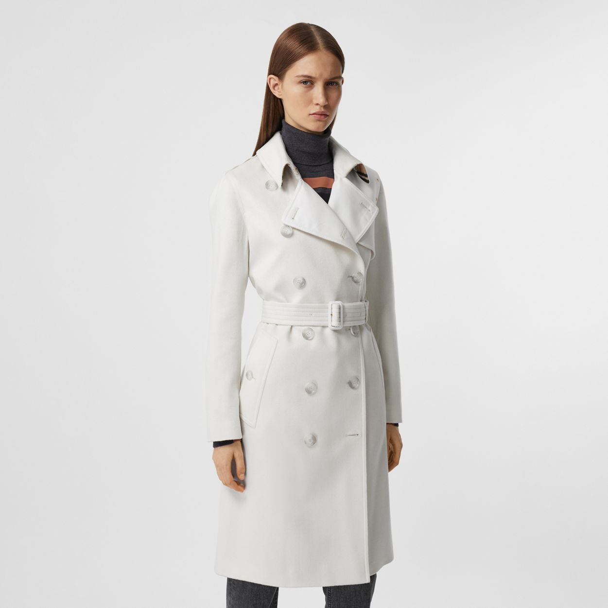 Cotton Gabardine Panel Cashmere Trench Coat - 6