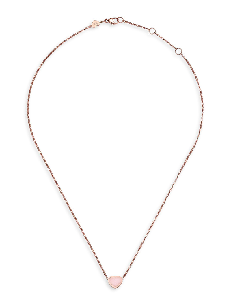 Women's My Happy Hearts 18K Rose Gold & Pink Opal Pendant Necklace - Pink 5