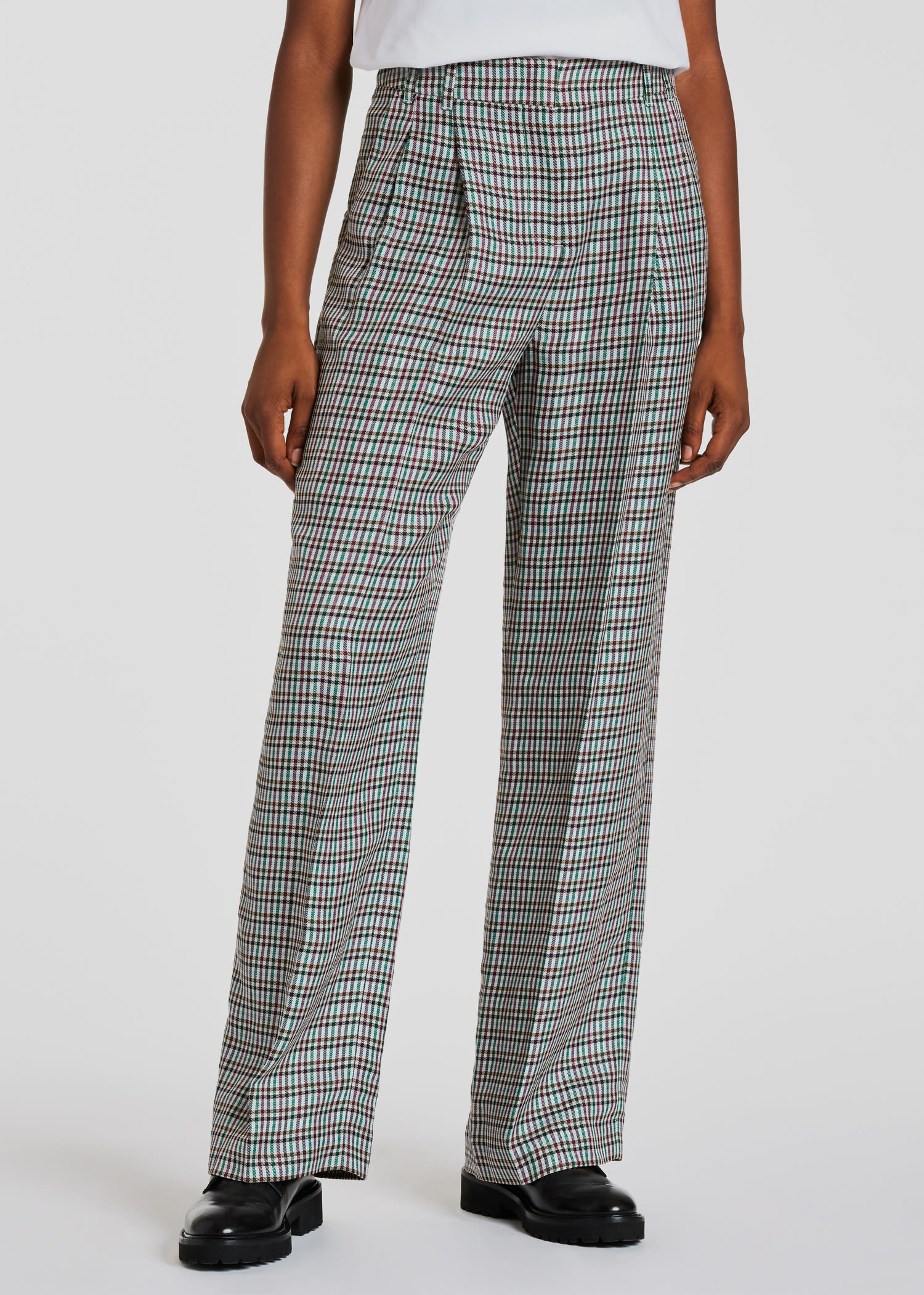 Houndstooth Wide Leg Pants - 4