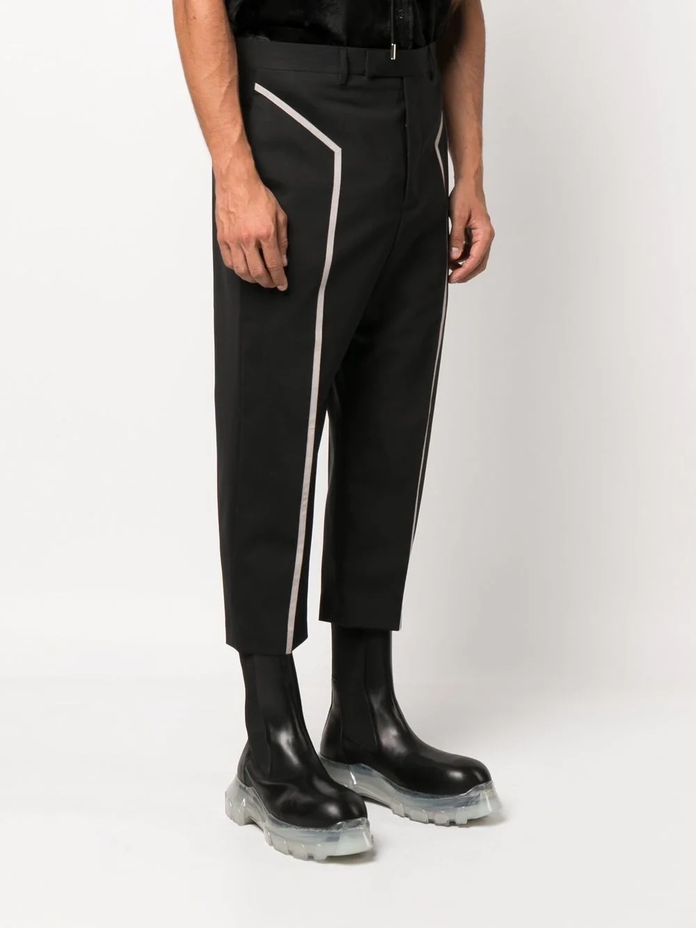 side-stripe cropped trousers - 3