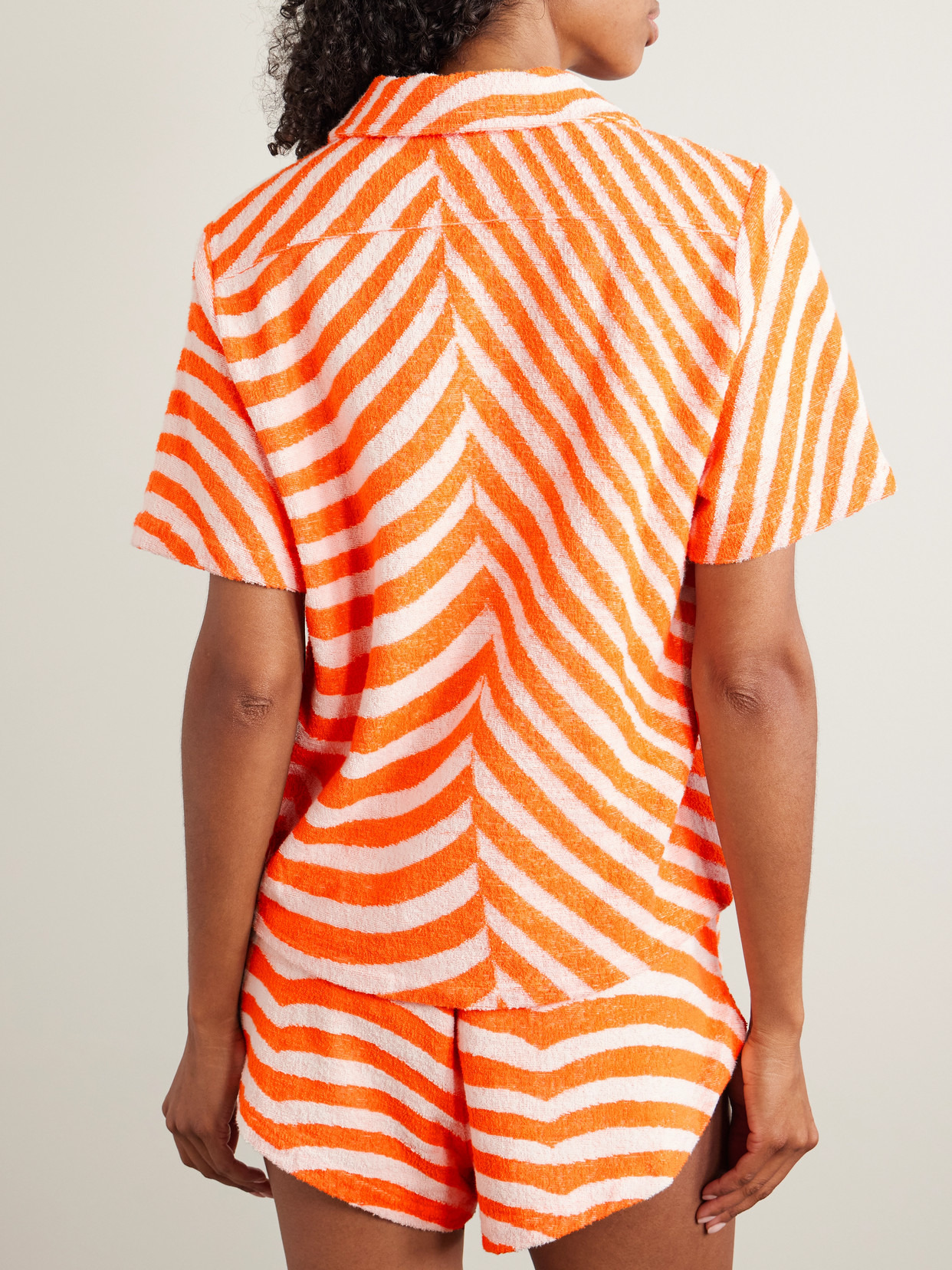 Embroidered Striped Cotton-terry Shirt - 3