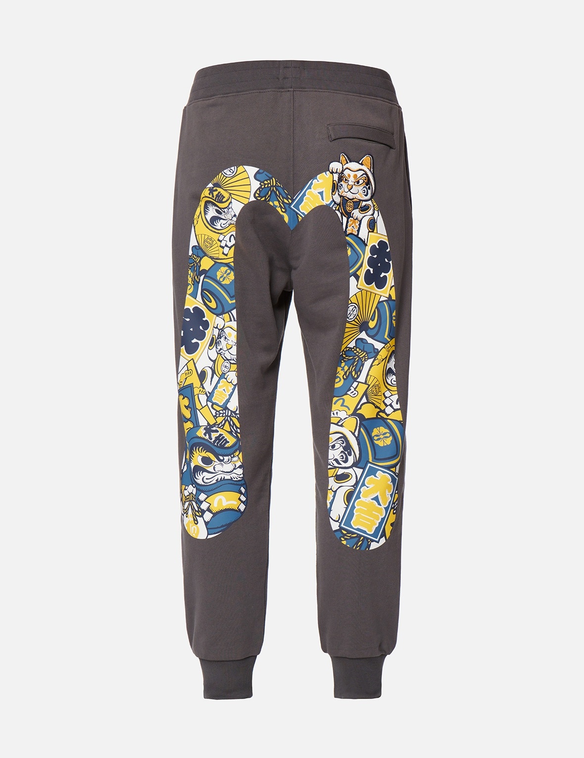 EVISU SQUAD DAICOCK PRINT WITH FORTUNE CAT EMBROIDERY SWEATPANTS - 2