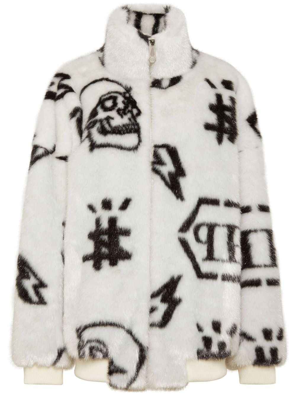 monogram-print zip-up jacket - 1