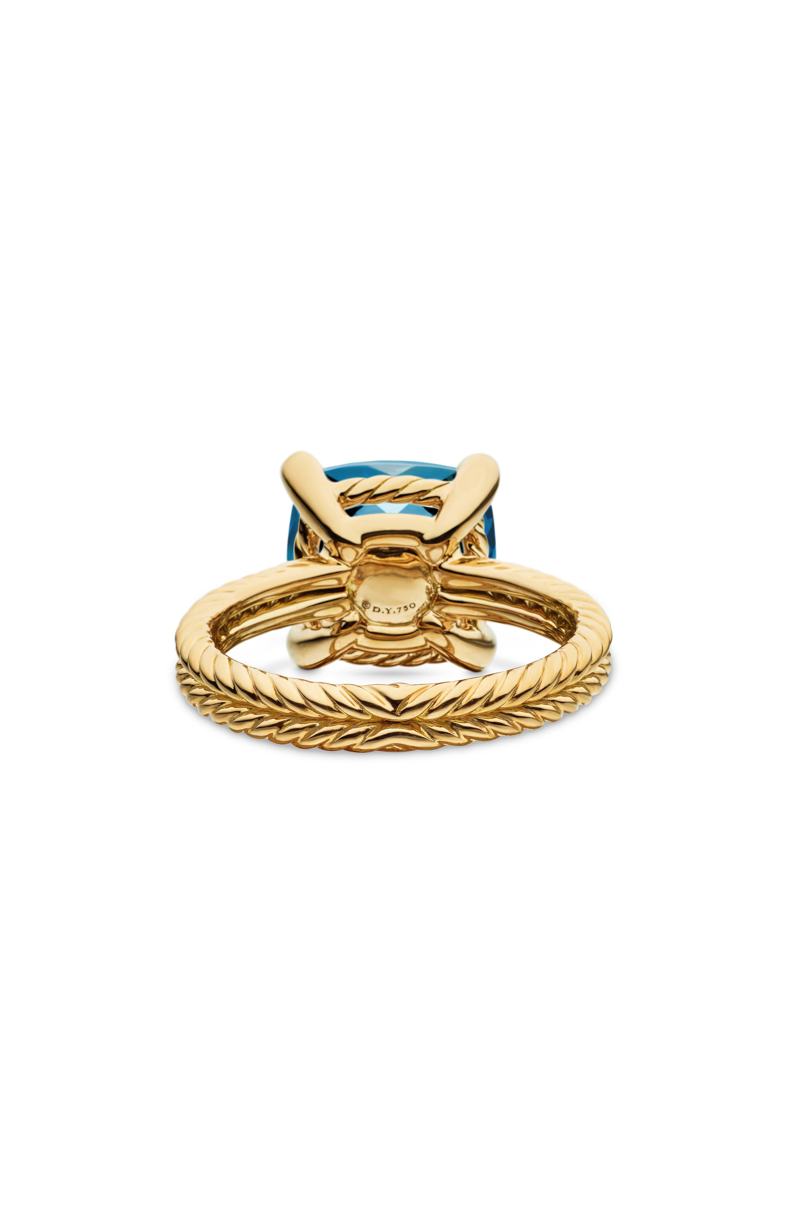 David Yurman Châtelaine Ring with Semiprecious Stone and Diamonds in 18K Gold in Hampton Blue Topaz  - 7