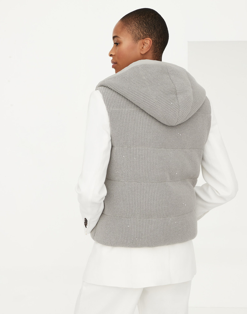 Brunello Cucinelli Dazzling cotton English rib knit down vest outlook