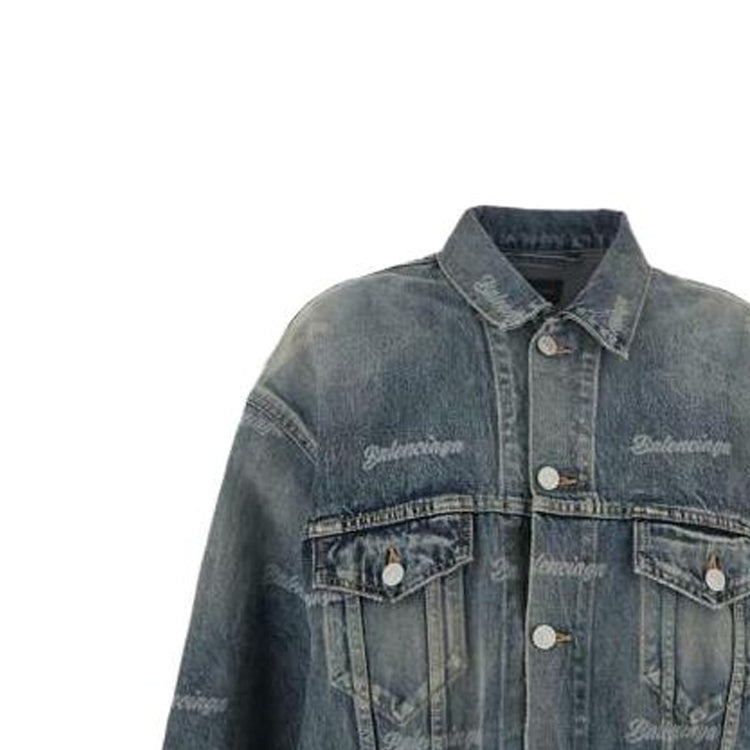 (WMNS) Balenciaga Denim Jacket 'Blue' 745037TNW014012 - 3