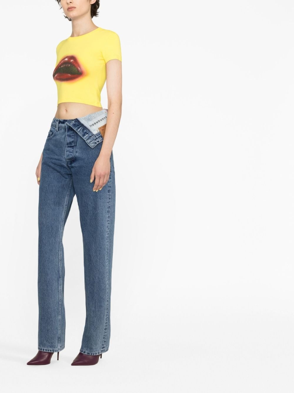 asymmetric-waist jeans - 4