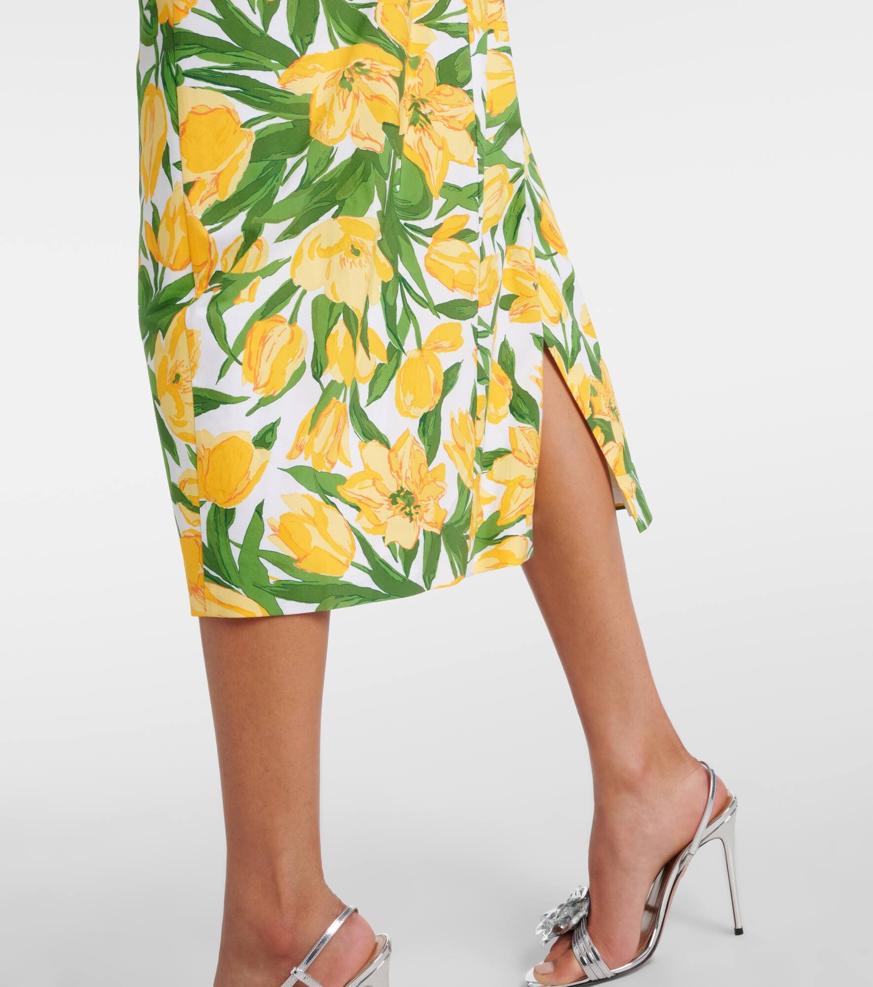 Floral ruched poplin midi dress - 5