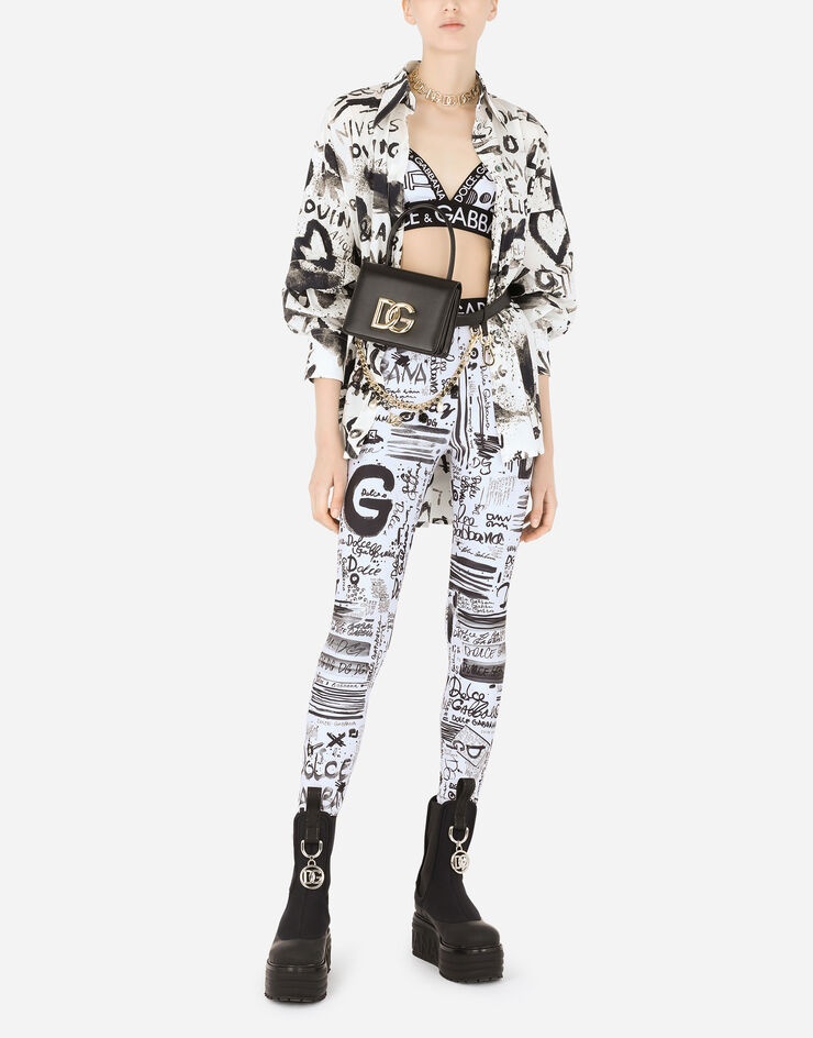 Spandex jersey leggings with DG graffiti print - 6