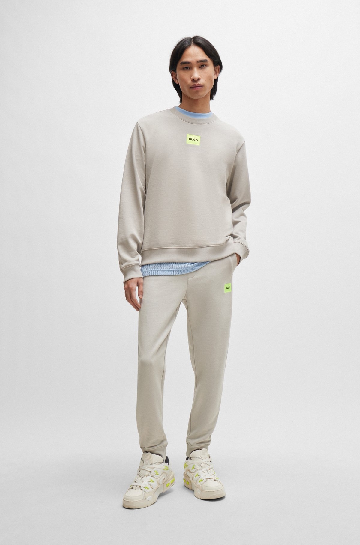 COTTON-TERRY TRACKSUIT BOTTOMS WITH RED LOGO LABEL - 4