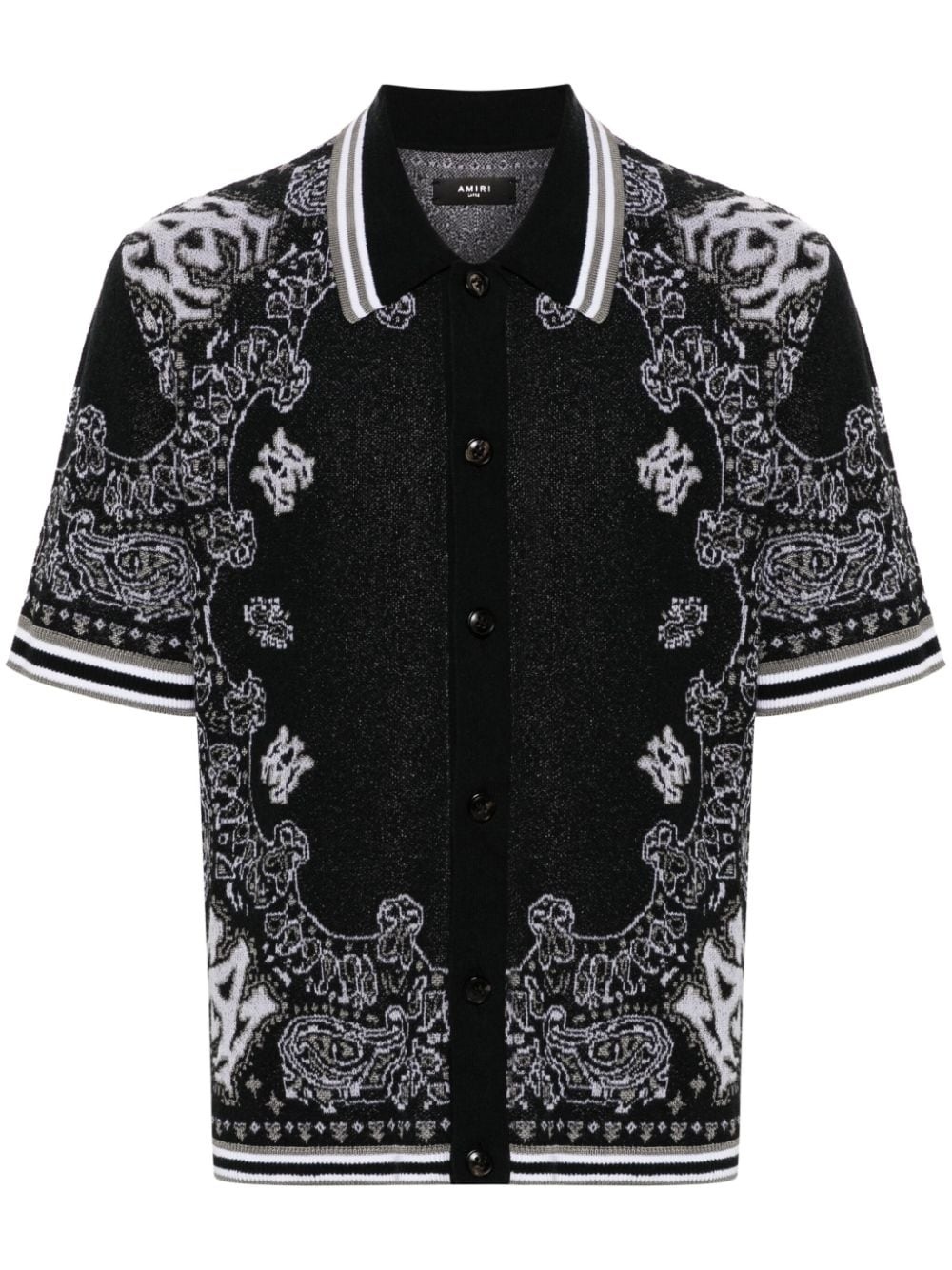 bandana-jacquard knitted polo shirt - 1