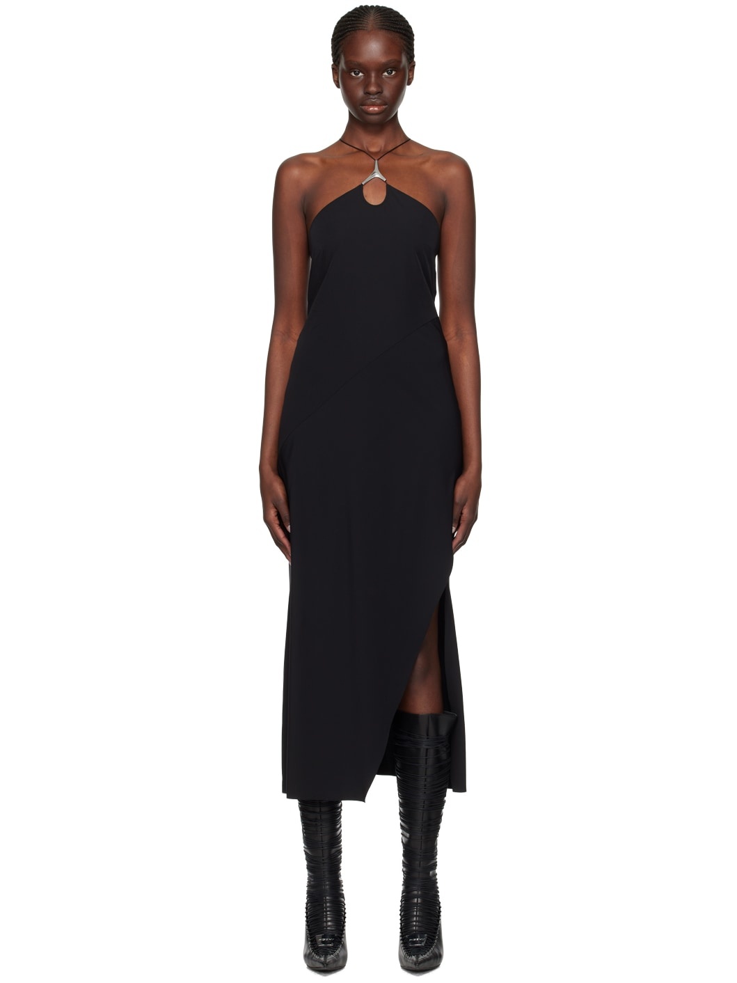 Black Dicot Midi Dress - 1