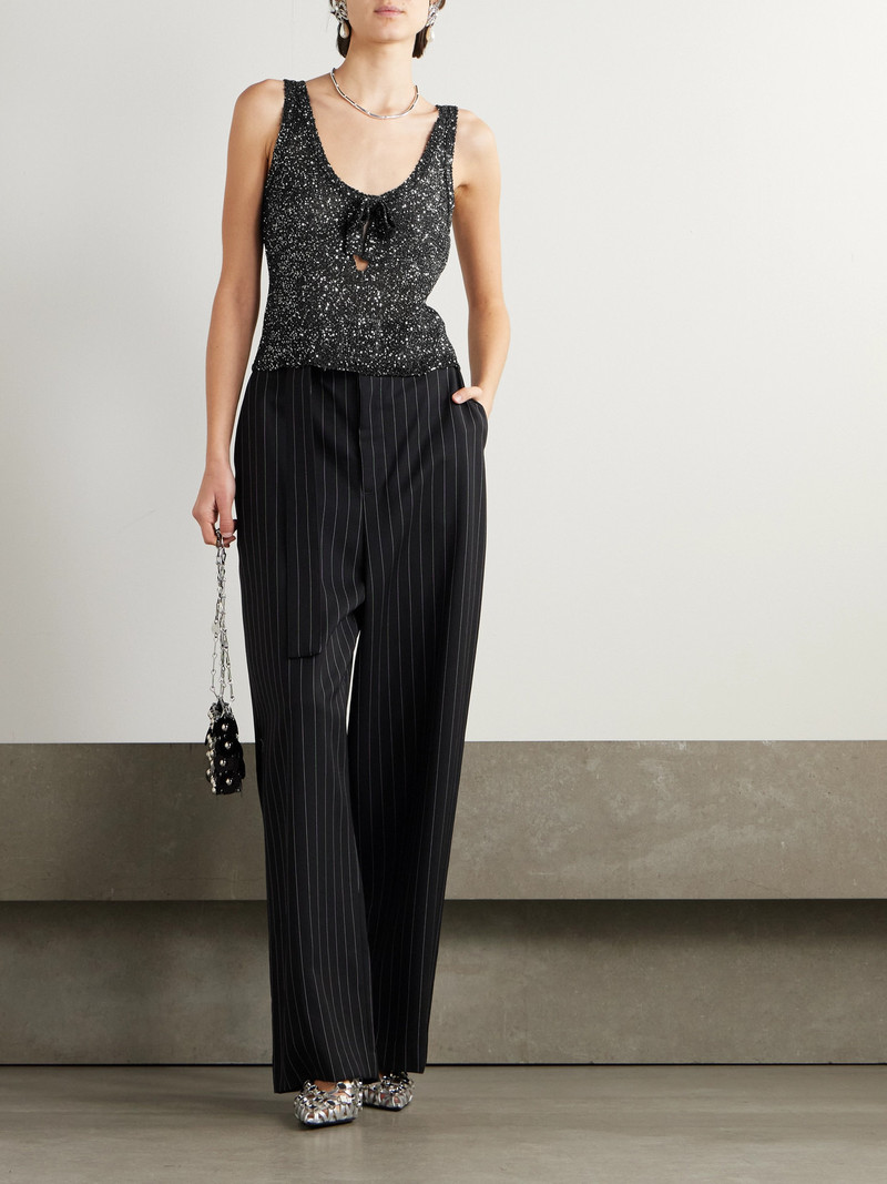 Alessandra Rich Tie-detailed Sequined Knitted Tank outlook