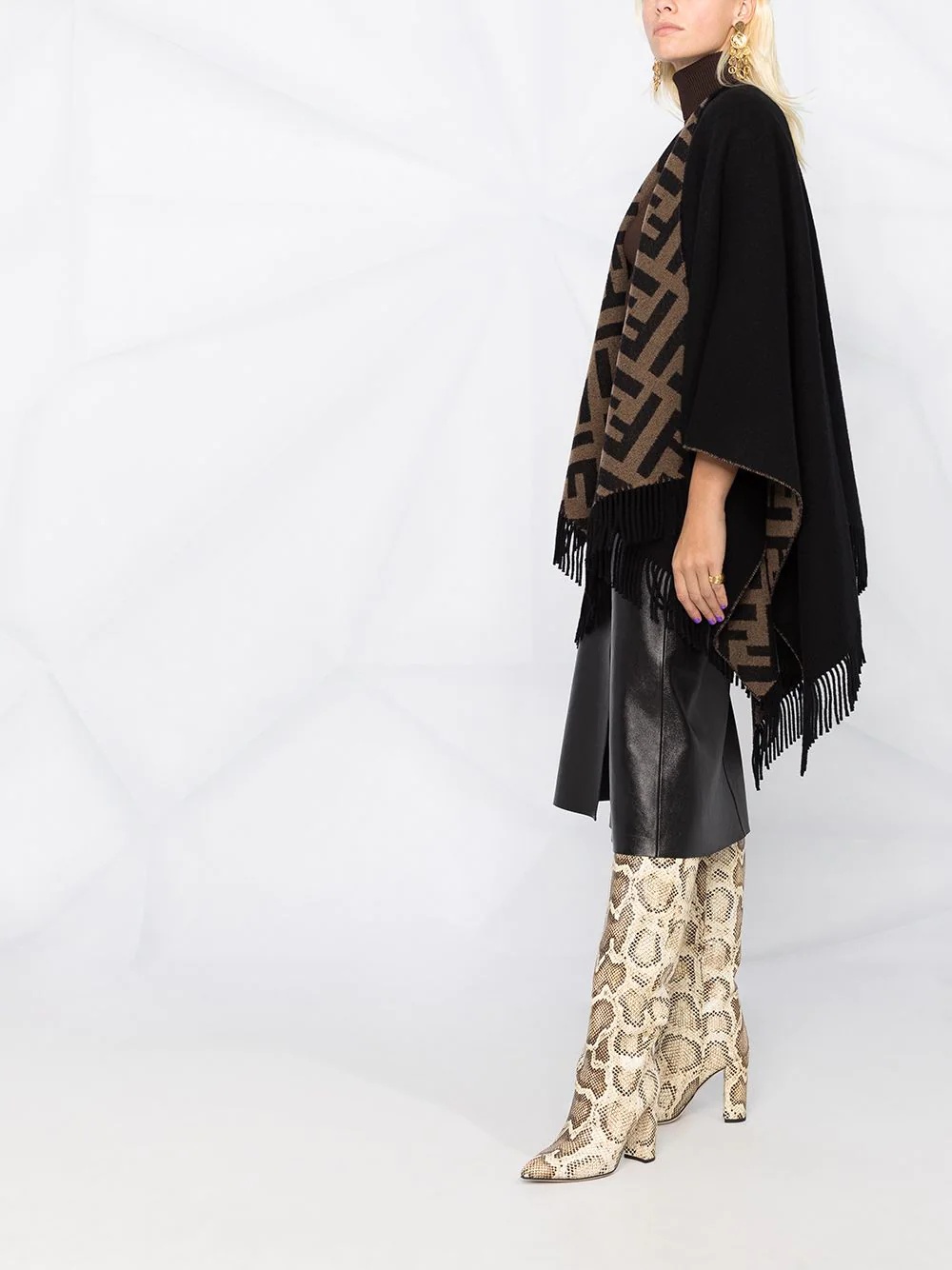 monogram pattern cape - 4