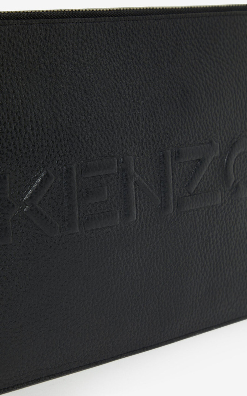 KENZO Imprint large grained leather pouch 4