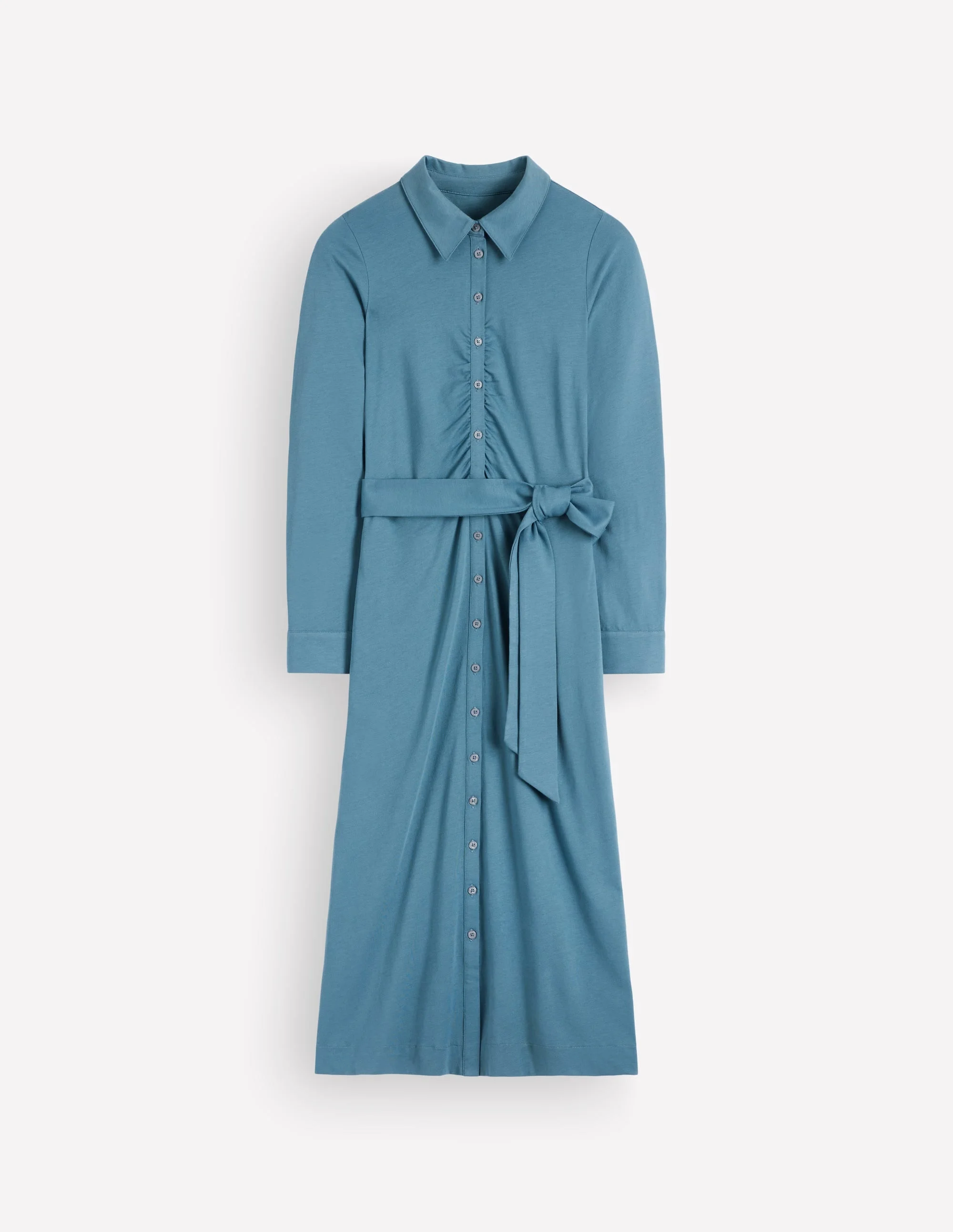 Ruched Jersey Shirt Dress-Storm Blue - 1
