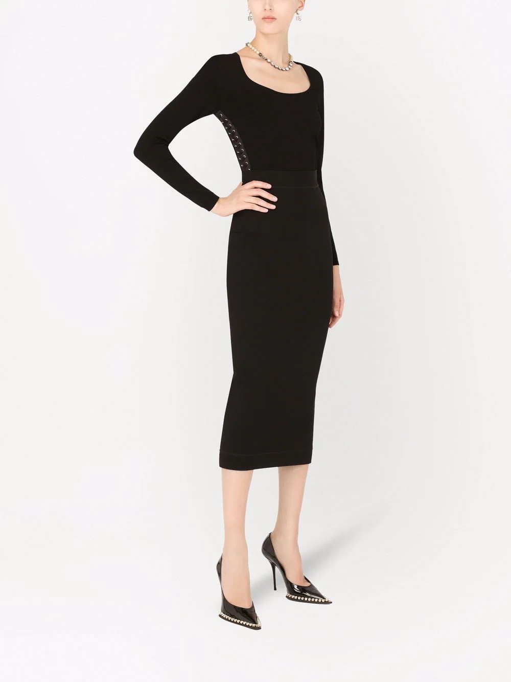 lace-up fitted jumper - 2