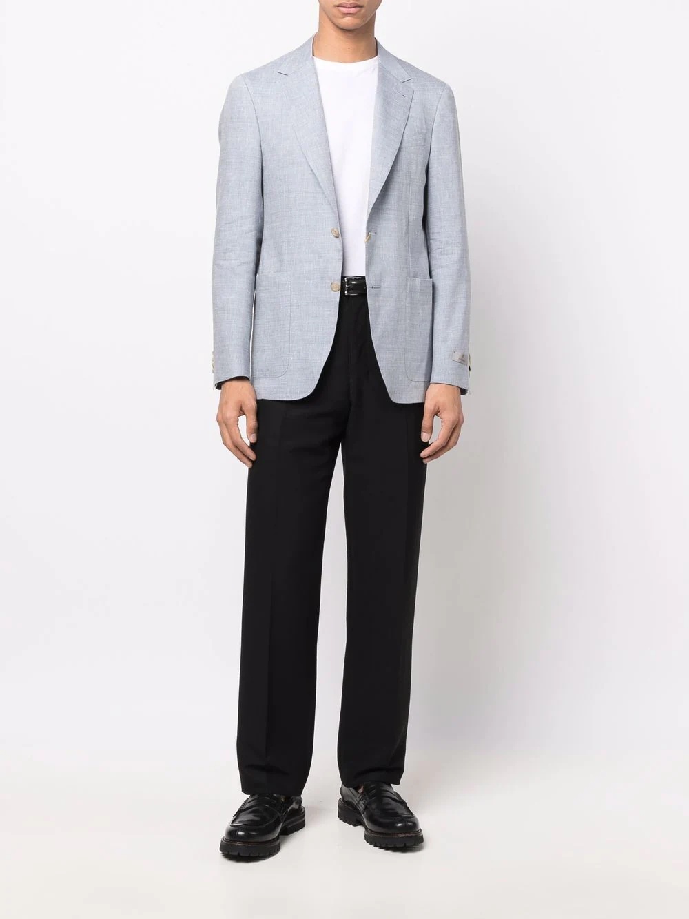 single-breasted linen-wool blazer - 2