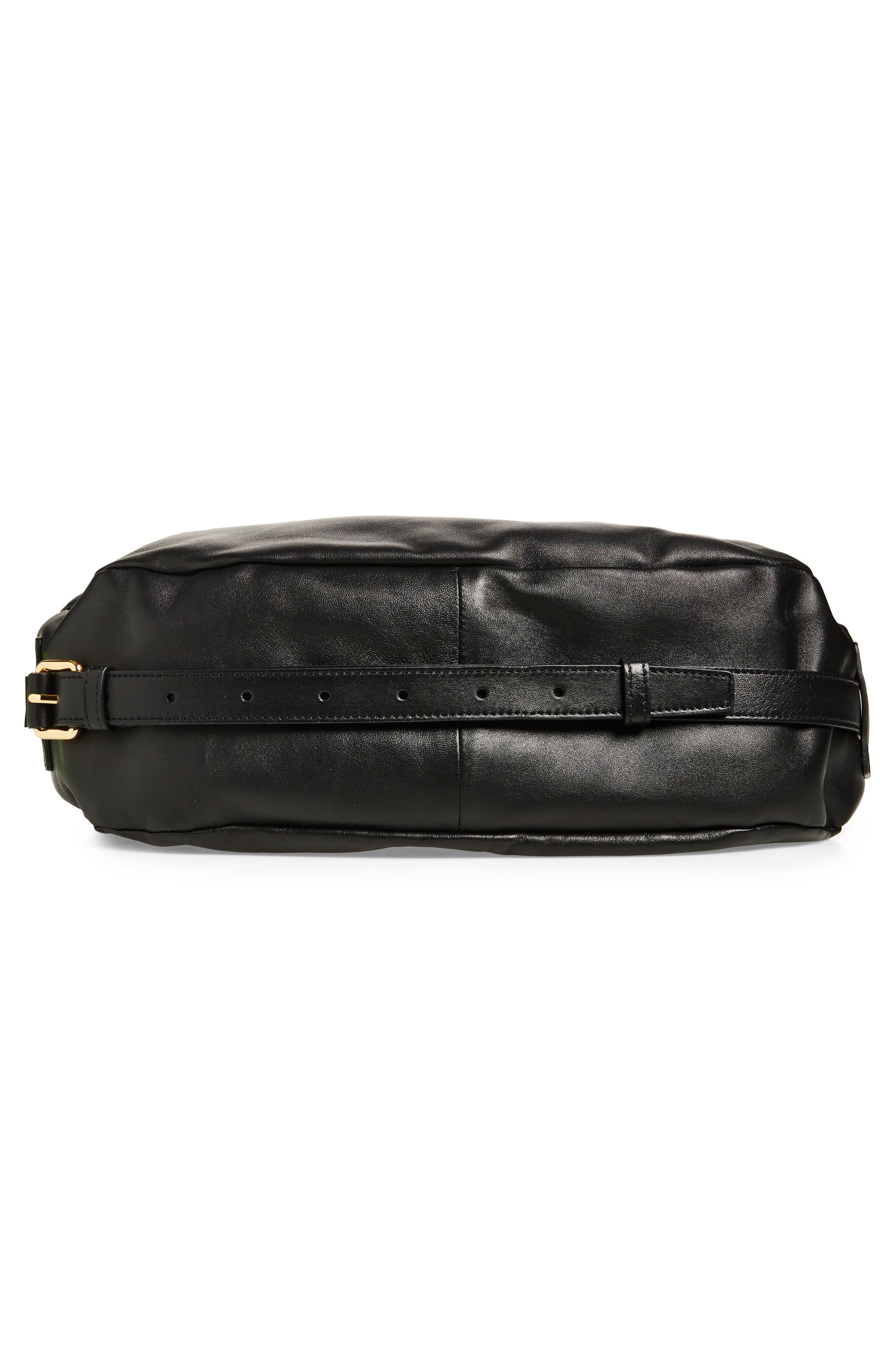 Moschino Handle Me Leather Hobo Bag in Black at Nordstrom - 7
