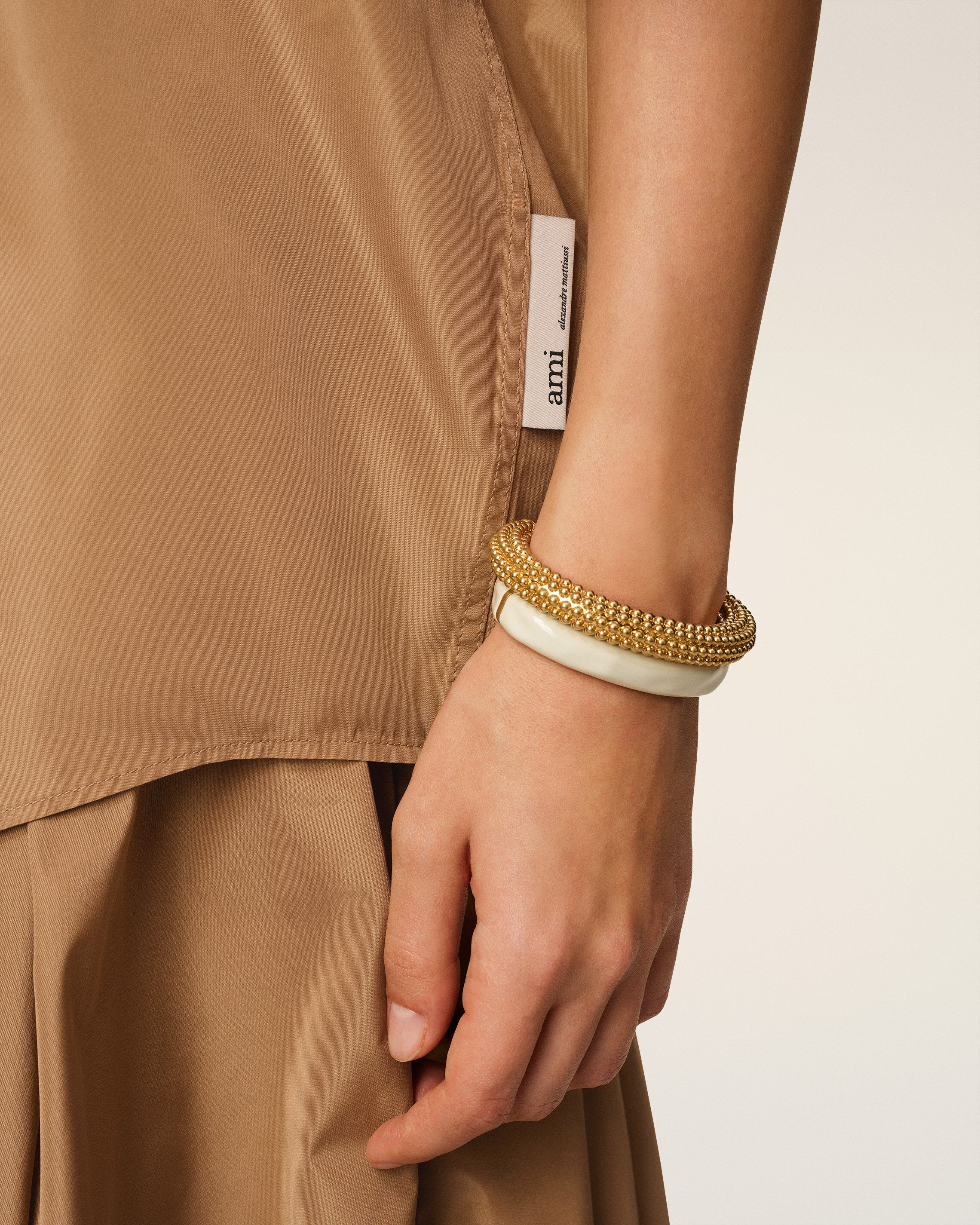 BROWN TAFFETASS SHORT SLEEVED BOXY SHIRT - 4