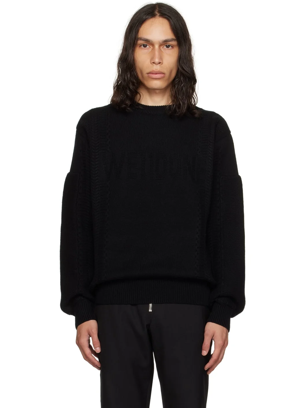 Black Square Patch Sweater - 1