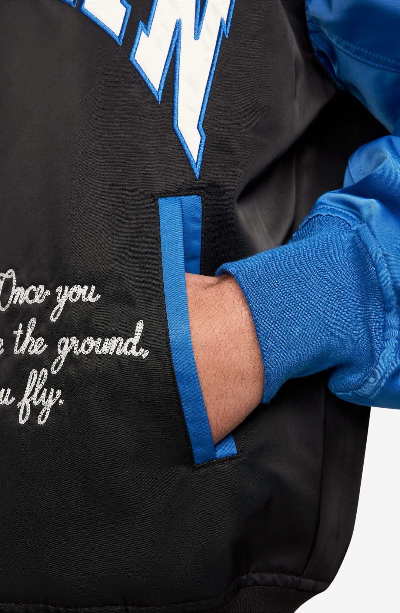 Jordan Brooklyn Collegiate Varsity Jacket in Black/Sport Blue at Nordstrom - 3