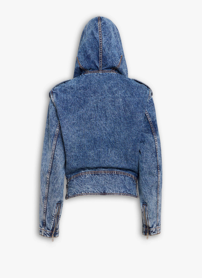 Alaïa DENIM HOODED BIKER JACKET outlook