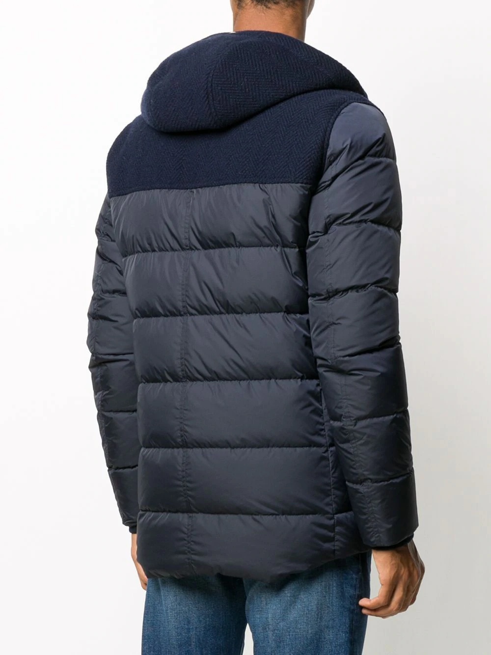 herringbone-panel puffer jacket - 4